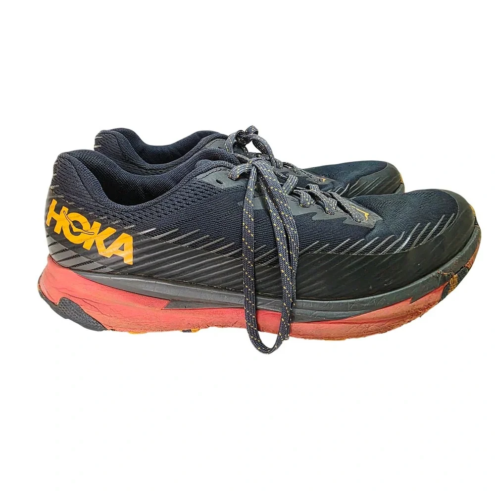 Hoka One One Torrent 2 Mens 10.5‎ Trail Running Shoes Black Orange 1110496 OSFS